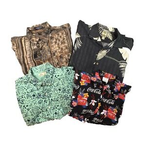 MIXED LOT OF 4 Men's L Coca Cola/Hollister/Tommy Bahama SS Island Shirts SEE DES